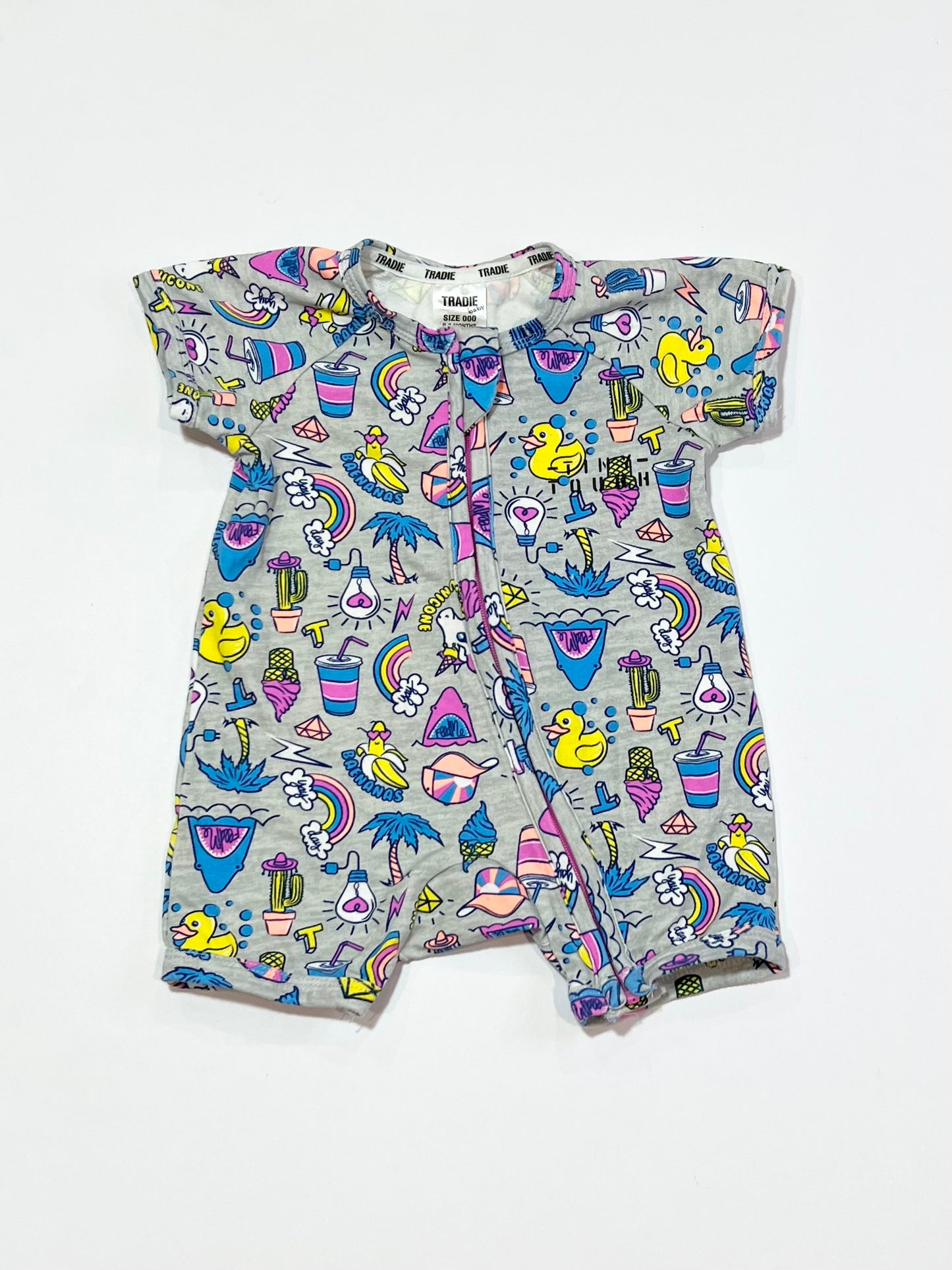 Grey zip romper - Size 000
