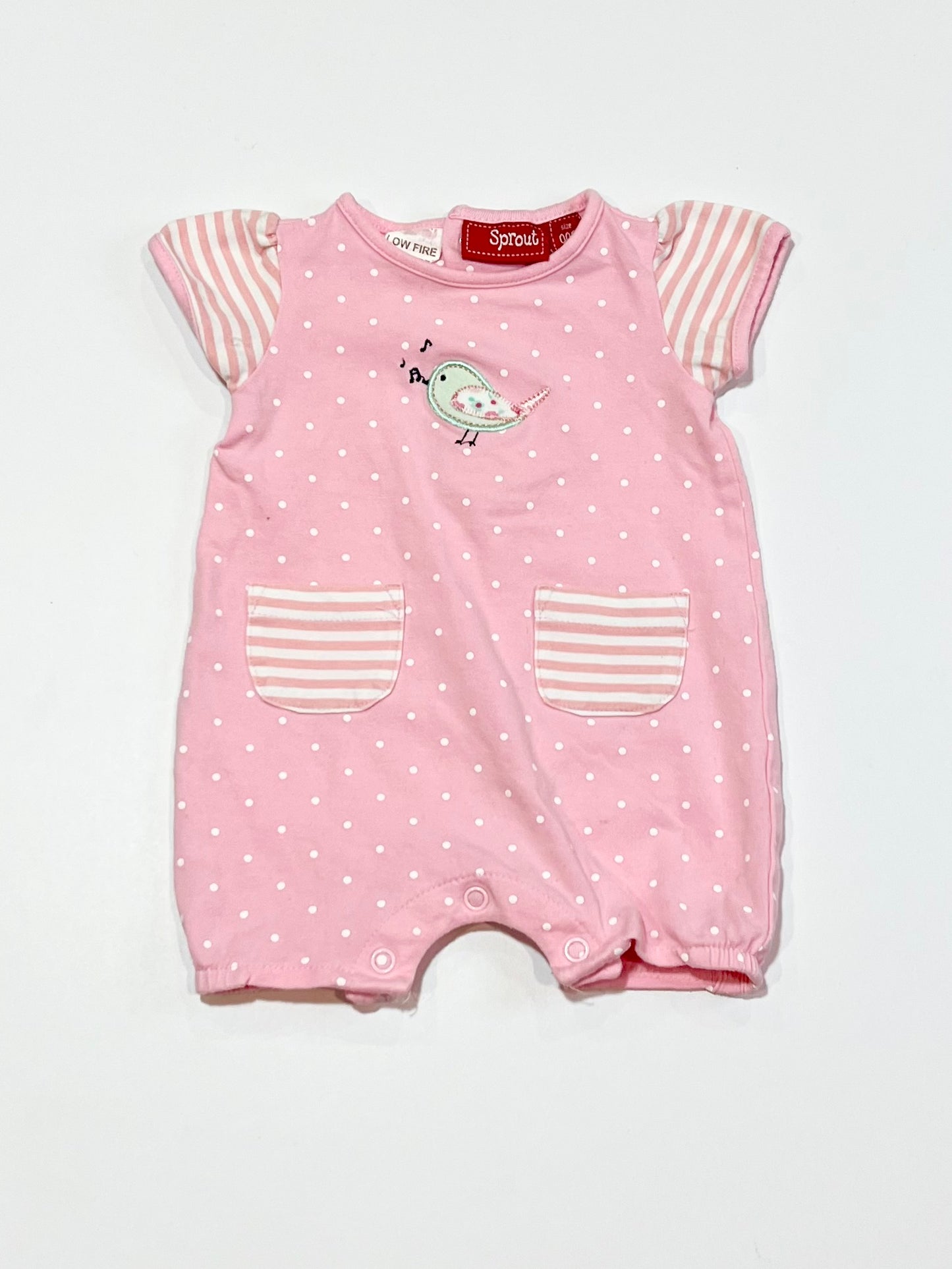 Pink bird romper - Size 000