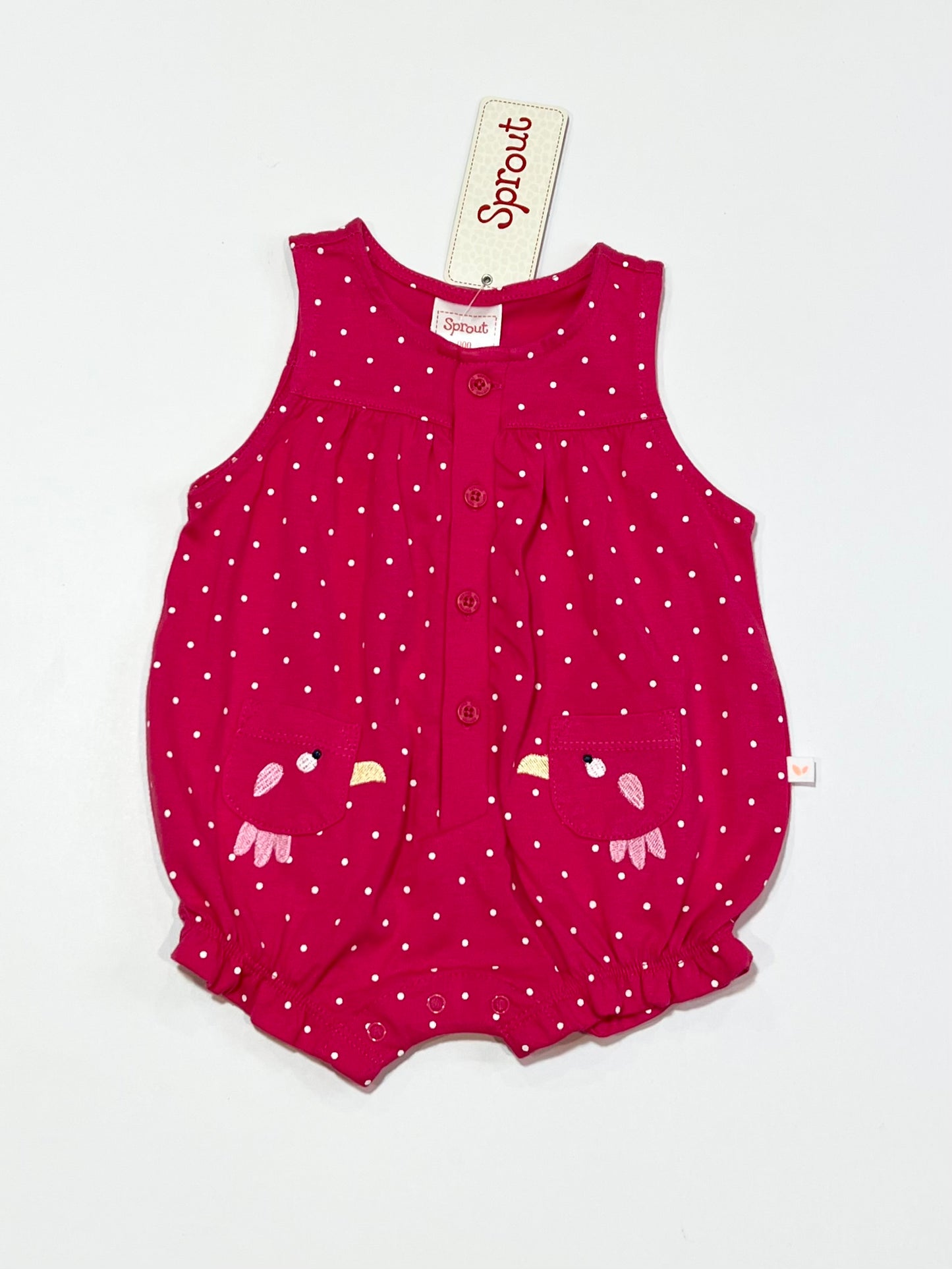Pink spotty romper brand new - Size 000