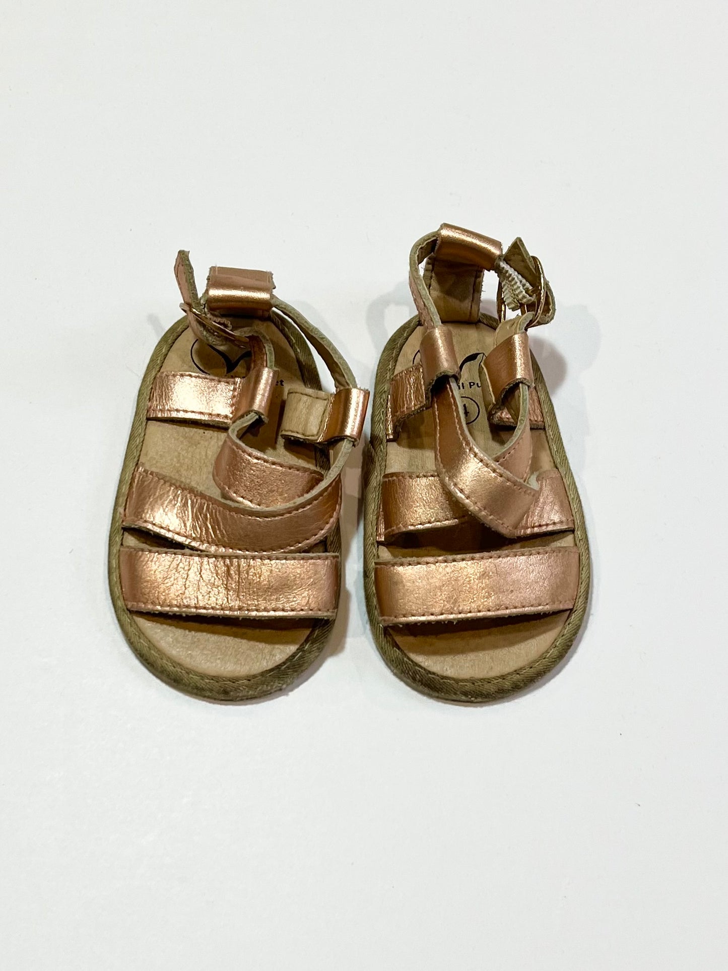 Rose gold soft sole sandals - Size 4