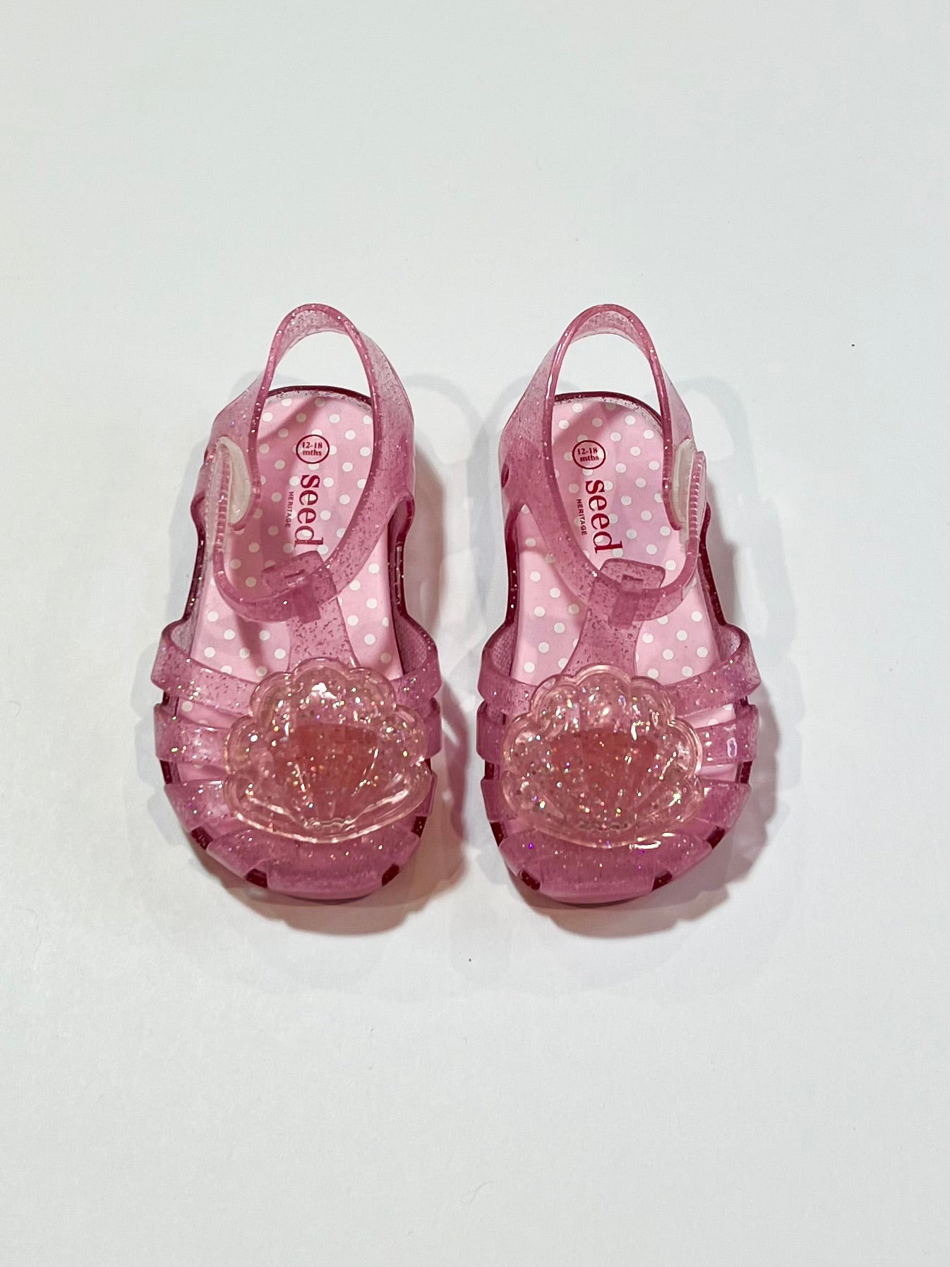 Pink shell glitter jelly sandals - Size 12-18 months