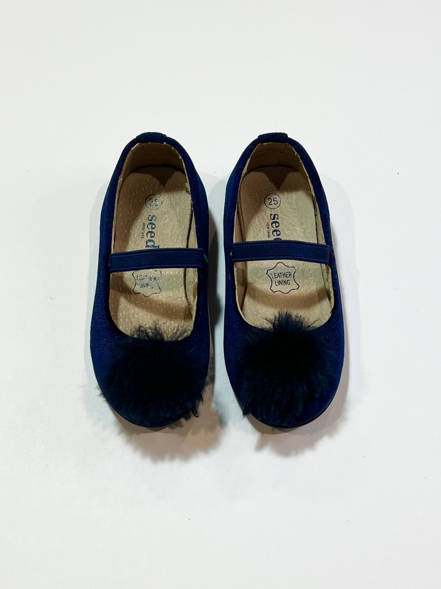 Navy pompom velour shoes - Size EU25