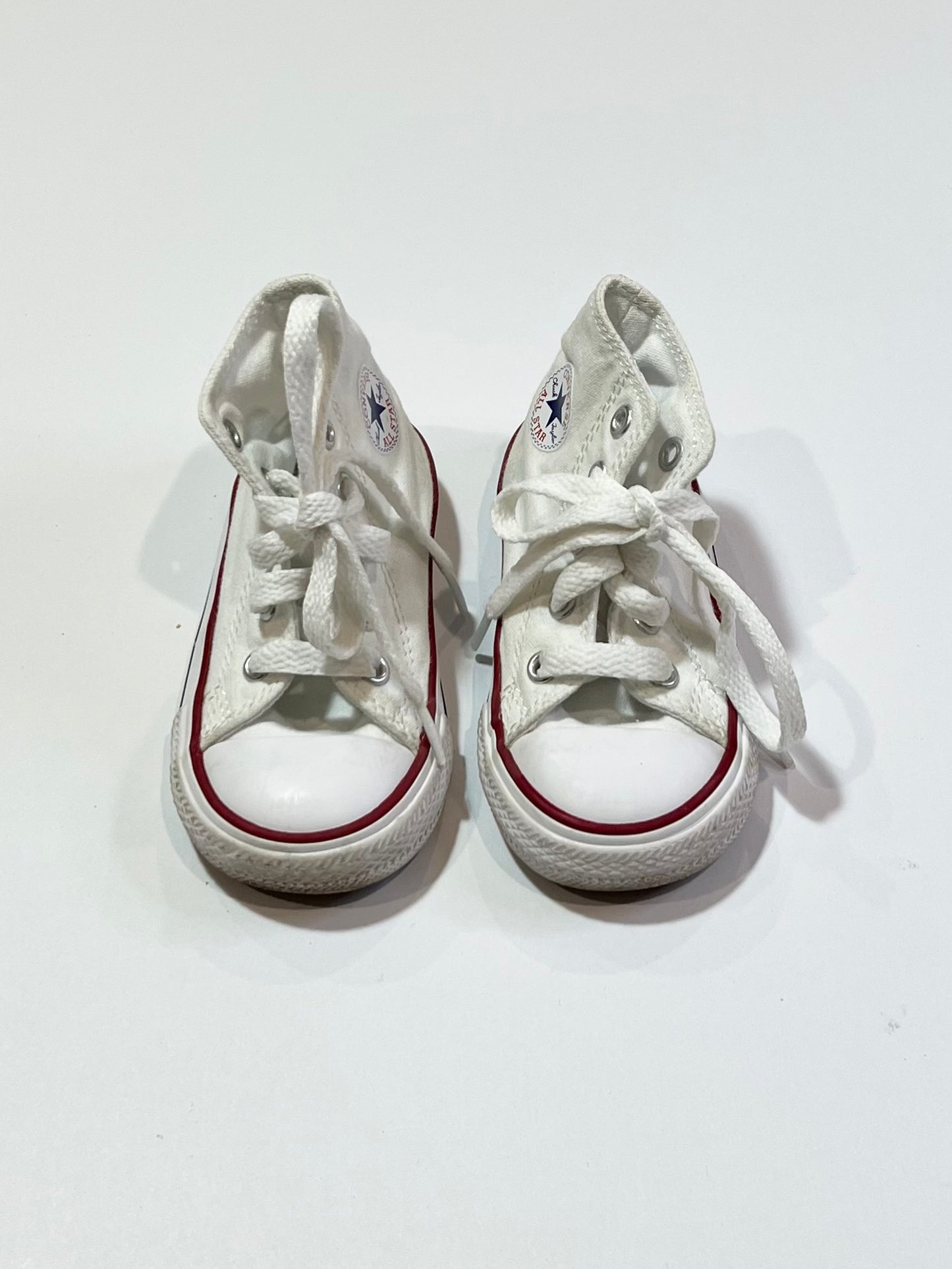 White Hi-top Chuck Taylors - Size US8