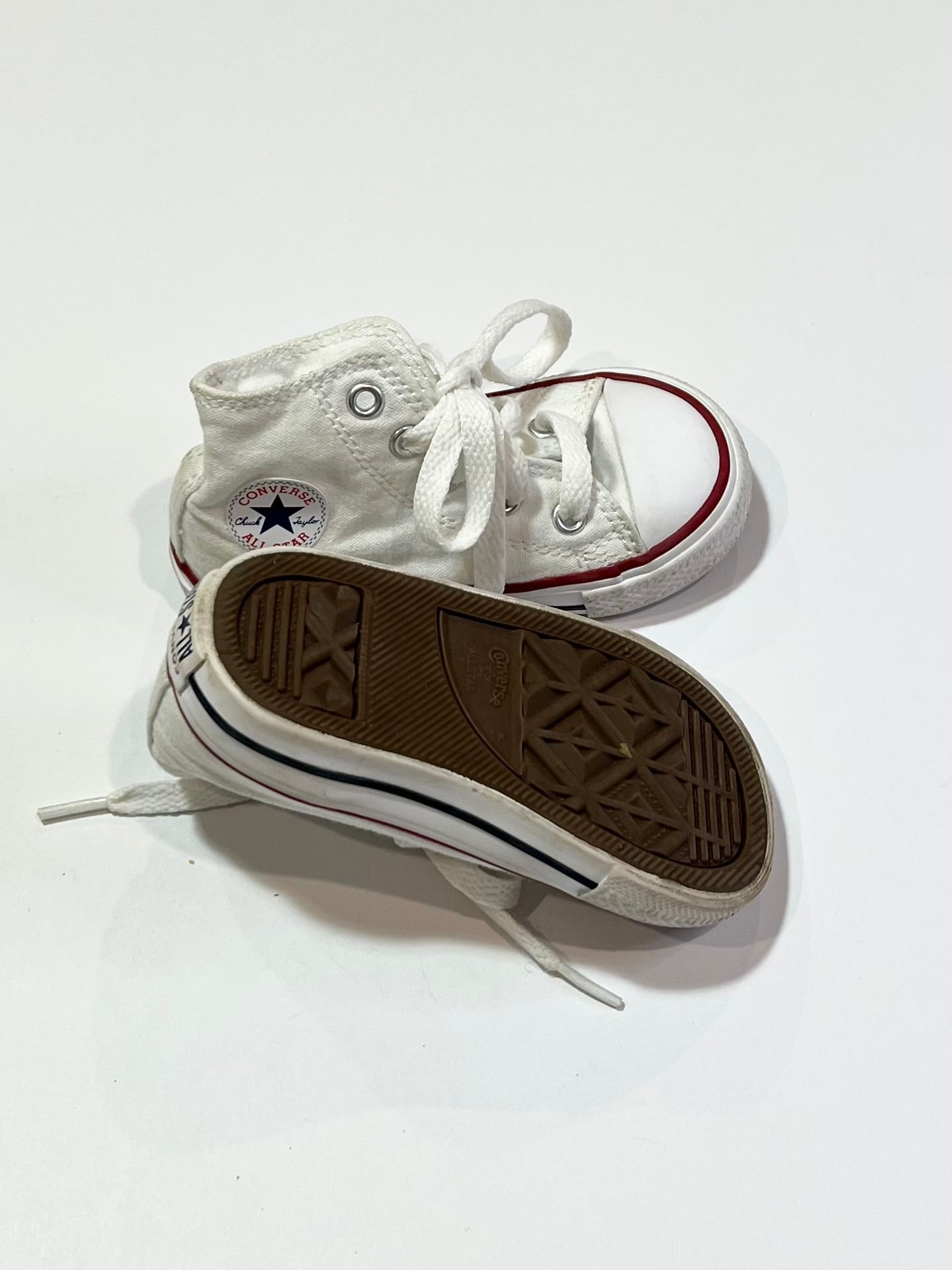 White Hi-top Chuck Taylors - Size US8