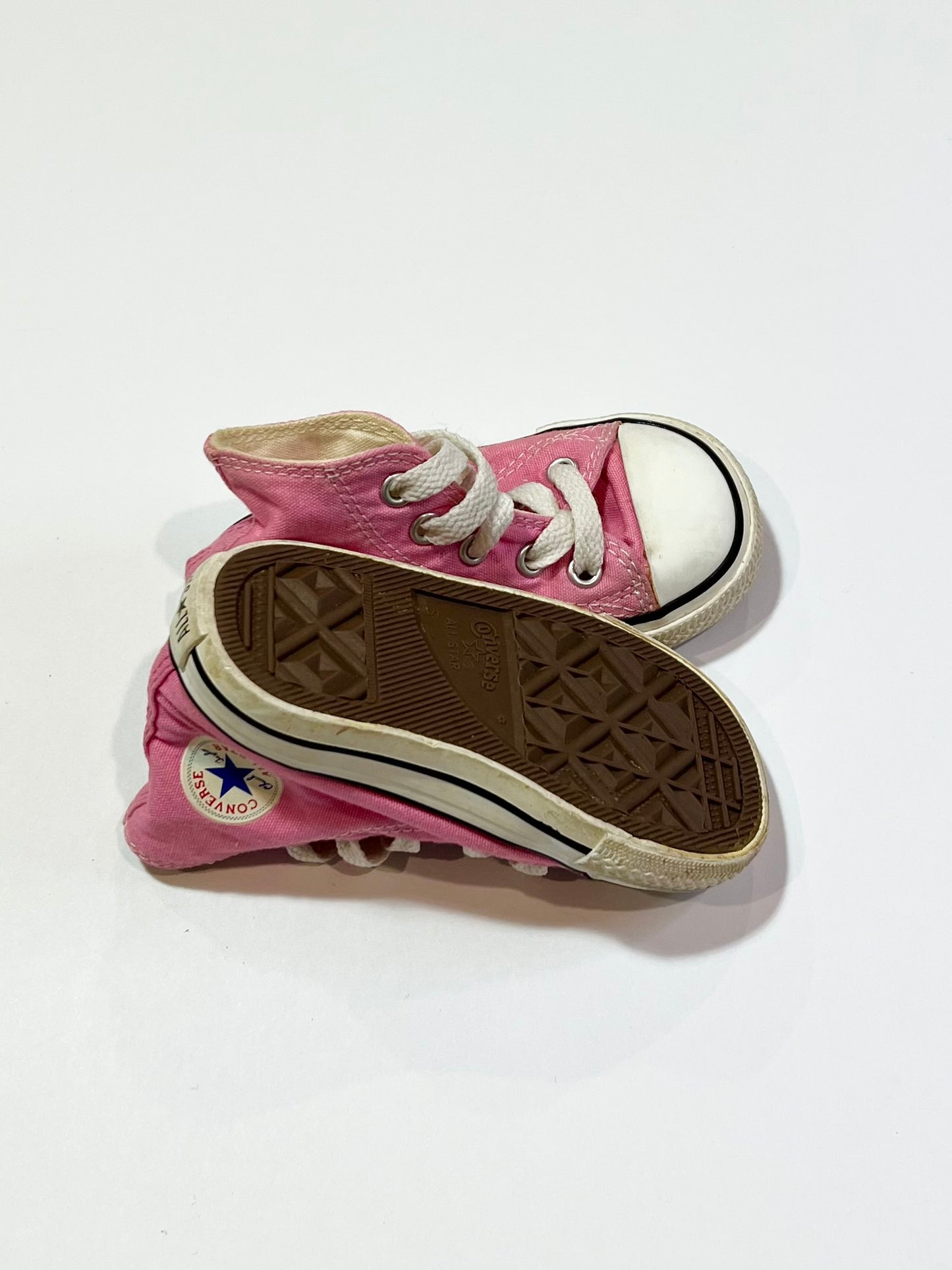 Pink Hi-top Chuck Taylors - Size US5