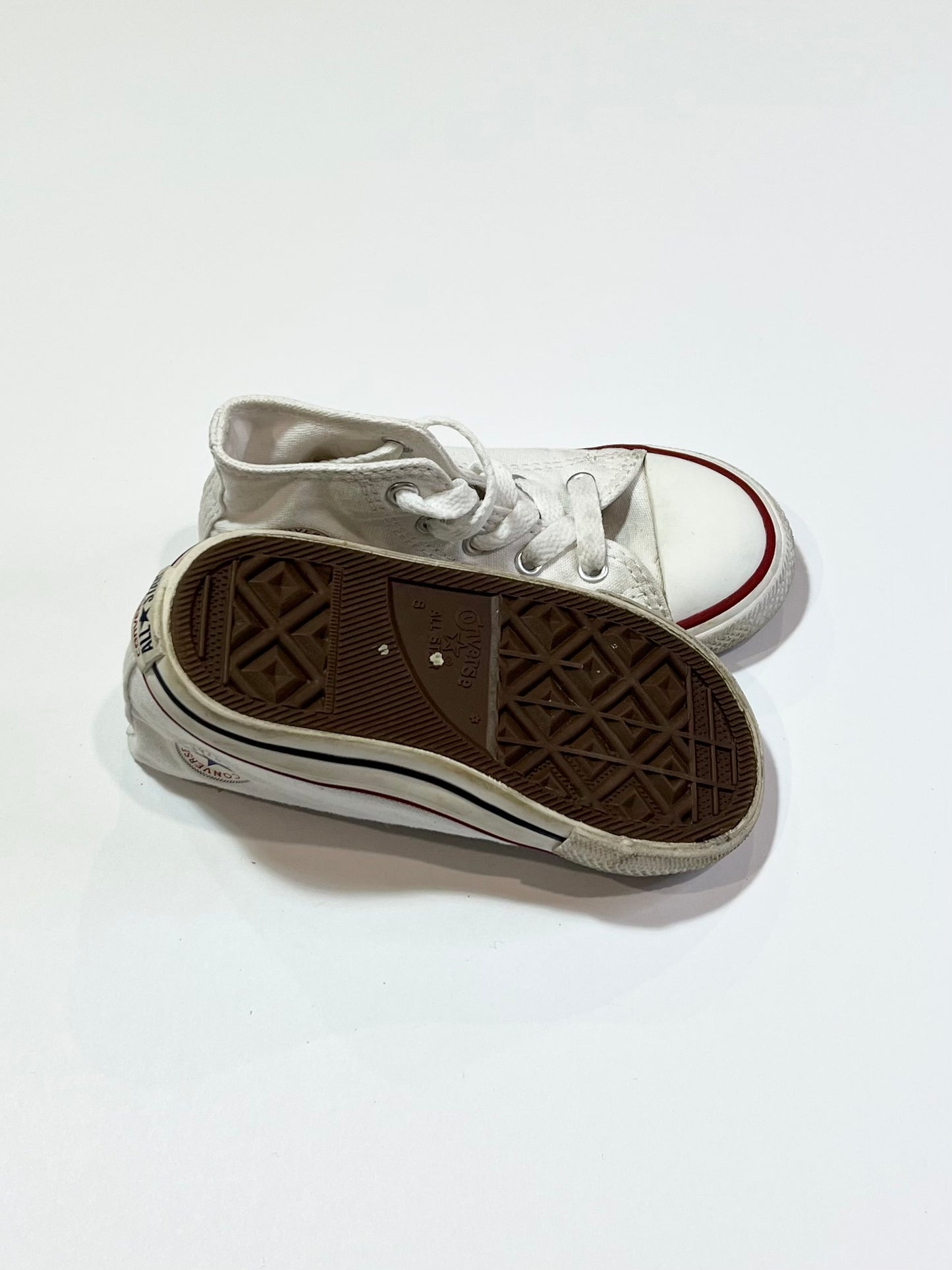 White Hi-top Chuck Taylors - Size US5