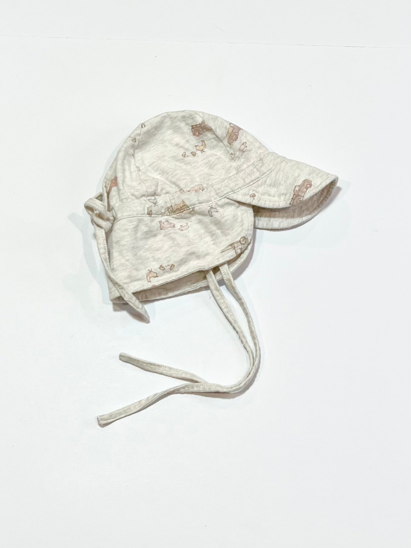 Farm animals jersey flap cap - Size 0-8 months
