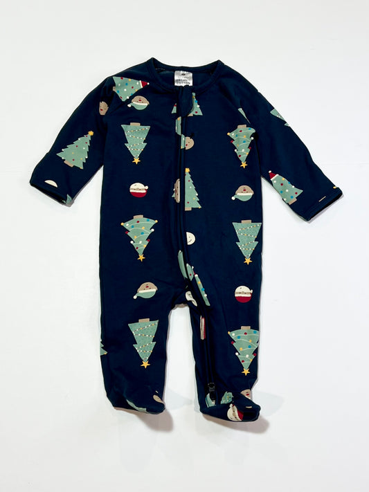 Navy Christmas zip onesie - Size 000