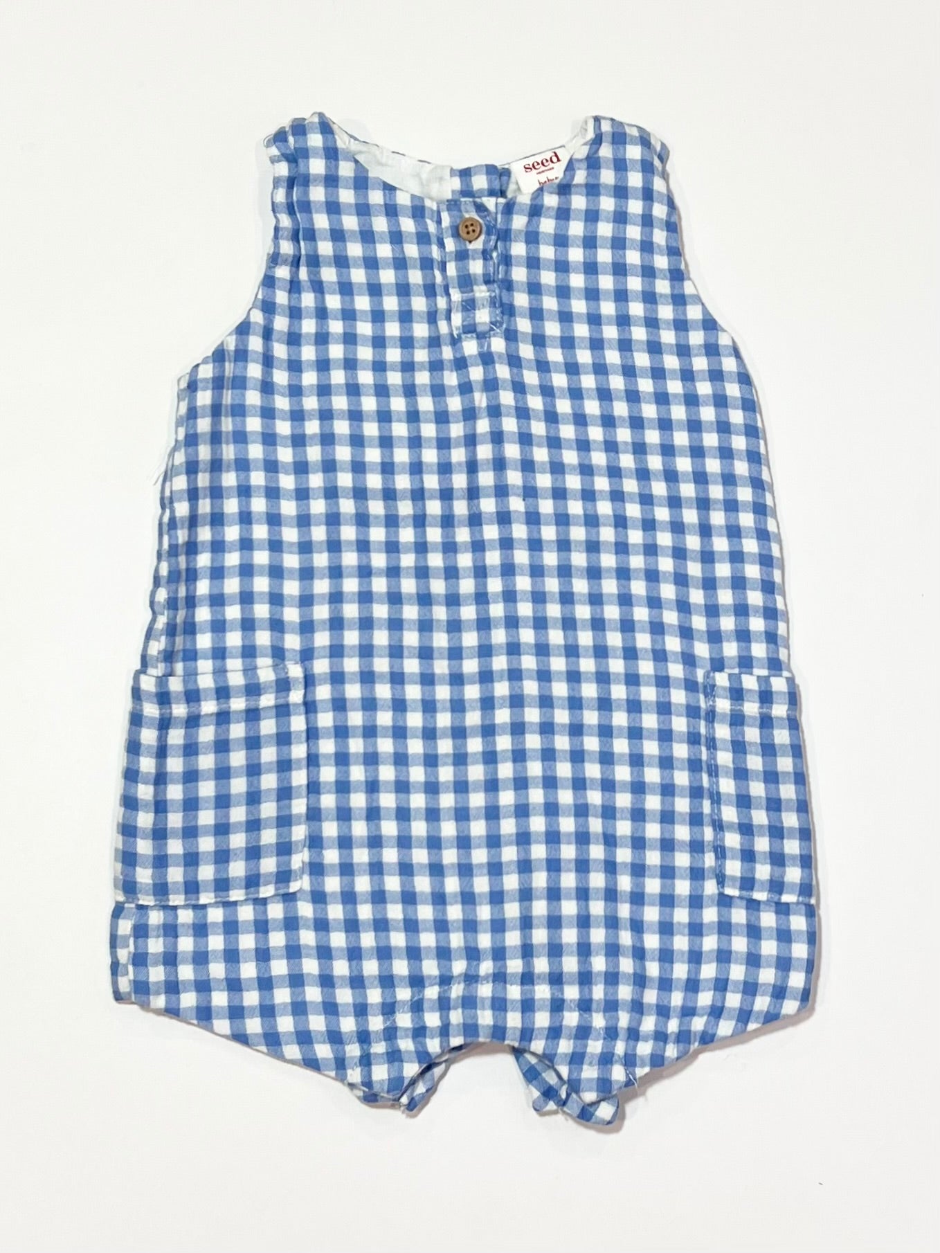 Blue gingham romper - Size 00
