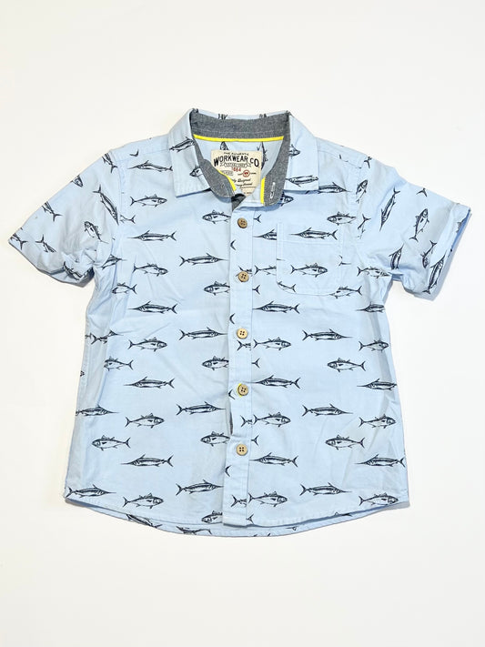 Blue fish shirt - Size 4-5