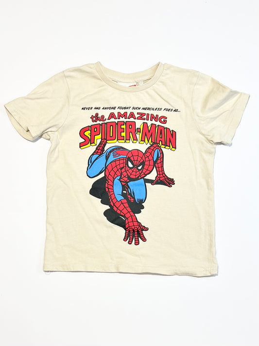 Tan Spioder-Man tee - Size 4