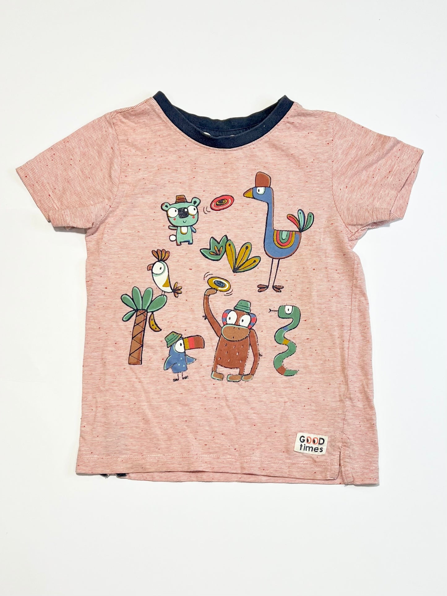 Striped animals tee - Size 4