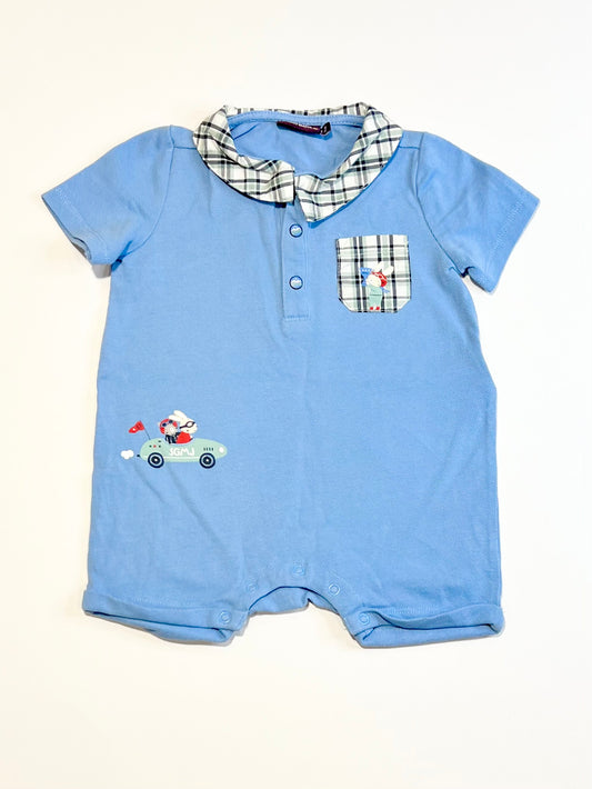 Blue polo shirt romper - Size 0