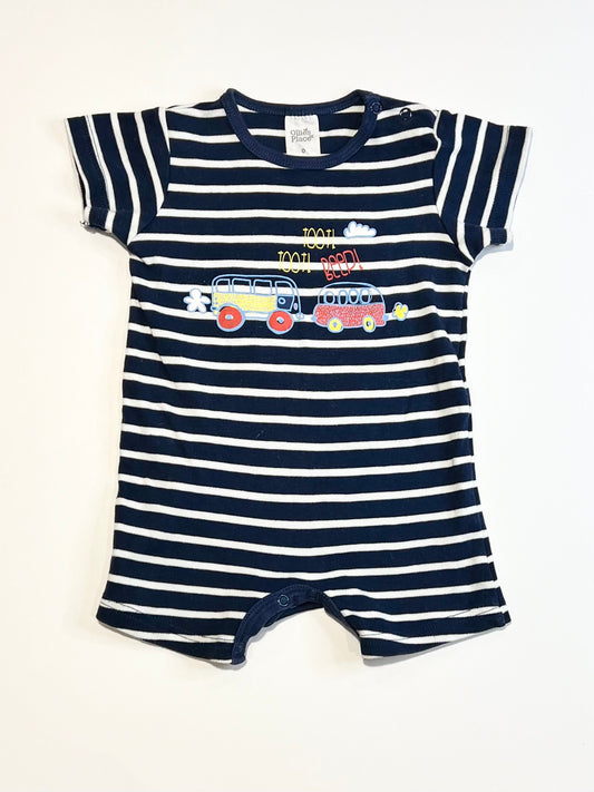 Striped cars romper - Size 0