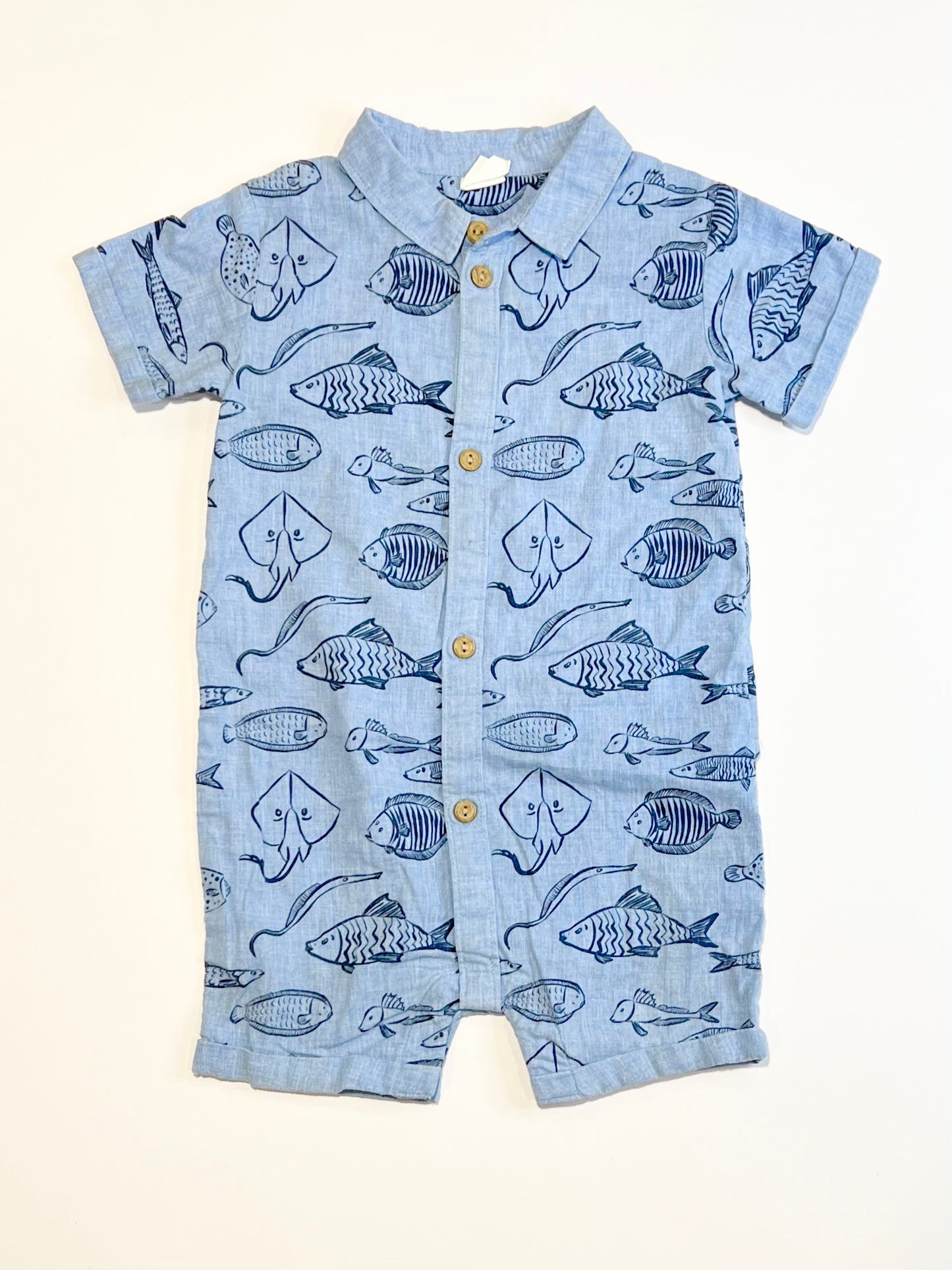 Chambray fish romper - SIze 9-12 months