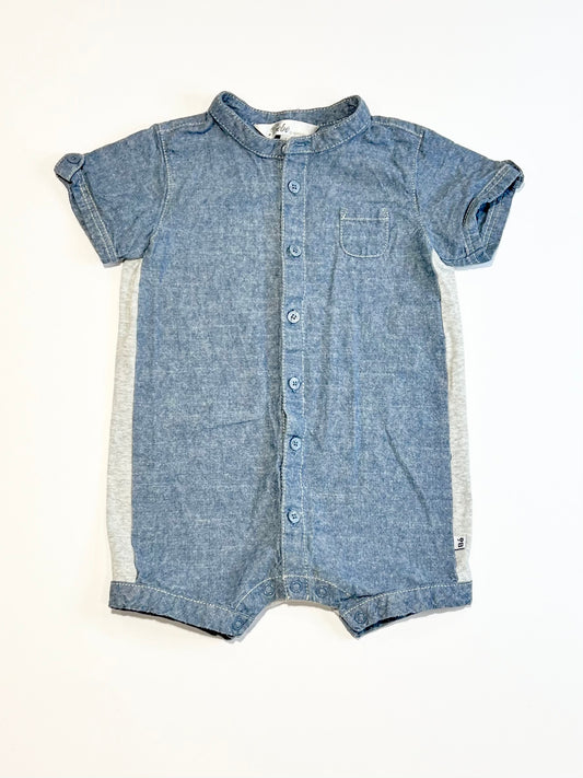 Blue woven romper - SIze 9-12 months