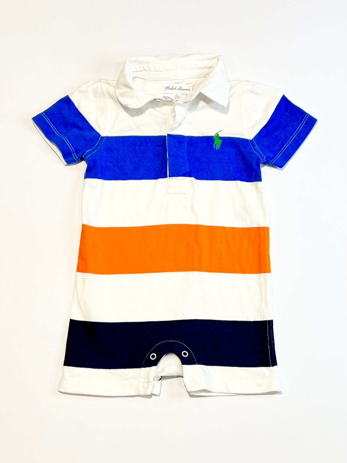 Striped polo romper - Size 6-9 months