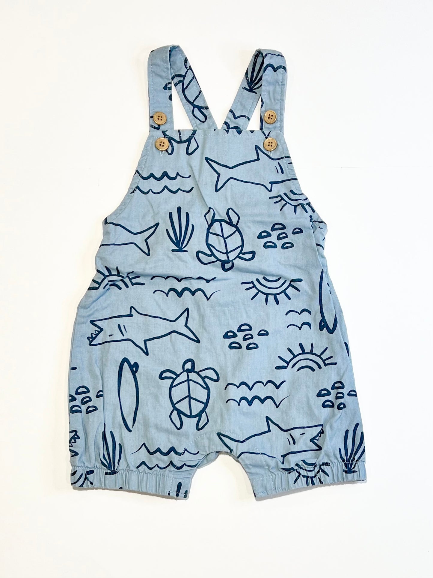 Blue woven overalls - Size 9-12 months