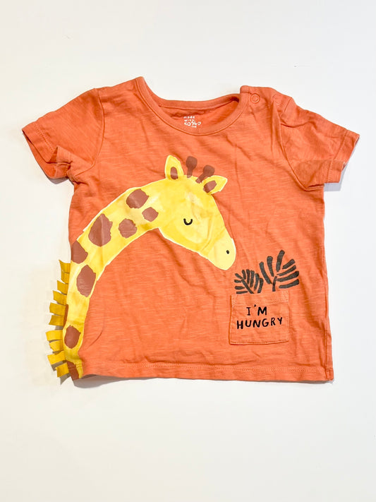 Orange giraffe tee - Size 9-12 months