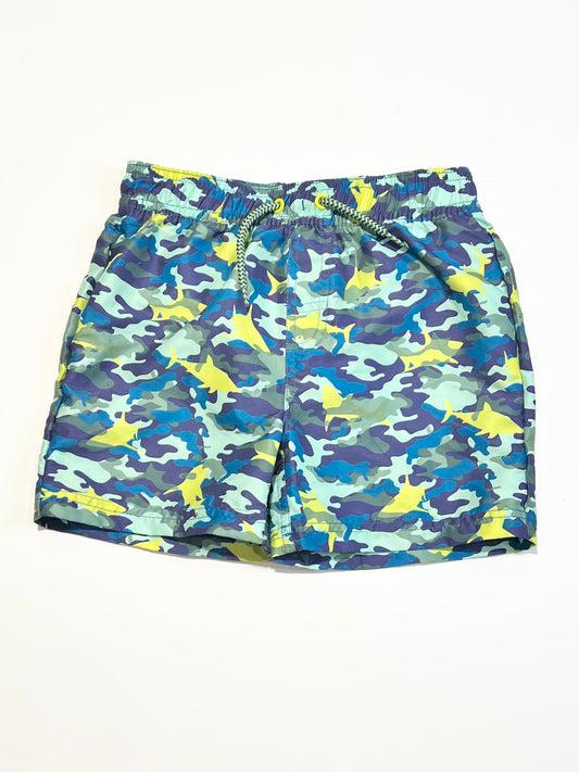 Camo sharks boardies - Size 5-6