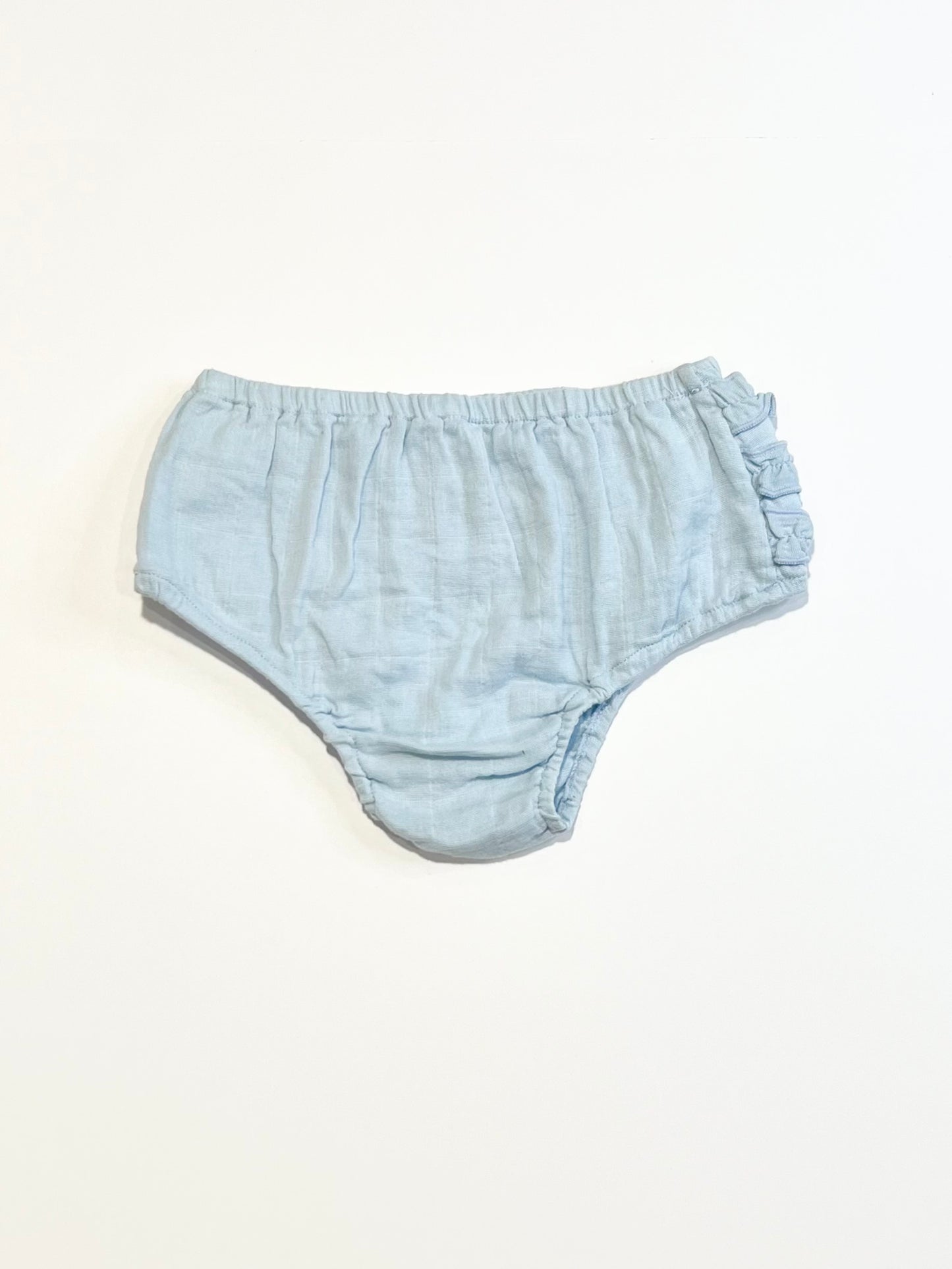 Blue ruffle nappy cover - Size 9-12 months