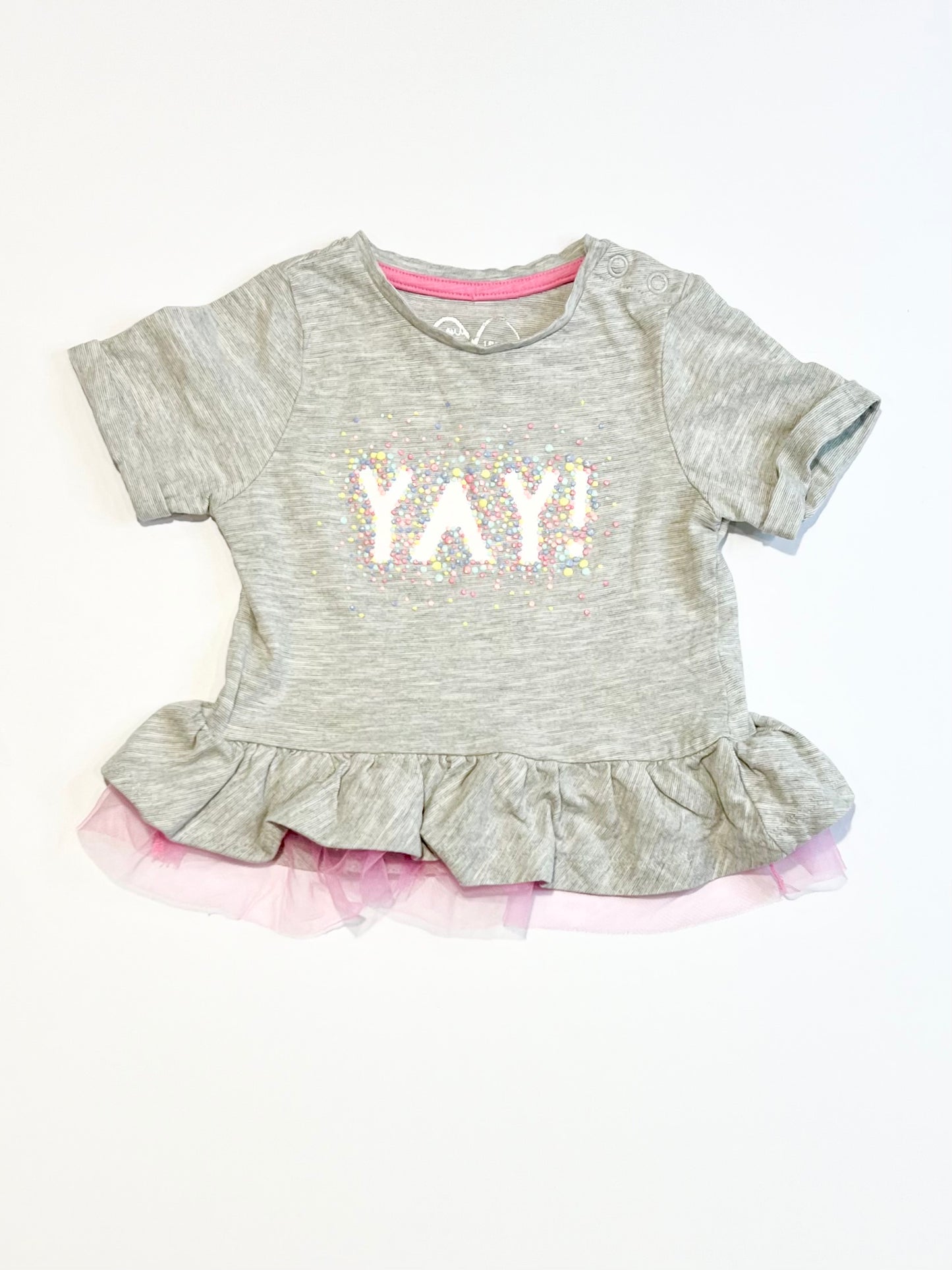 Grey peplum tee - Size 9-12 months