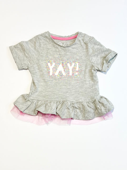 Grey peplum tee - Size 9-12 months