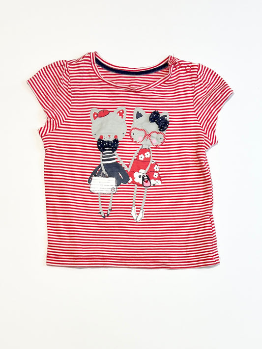 Striped cats tee - Size 9-12 months