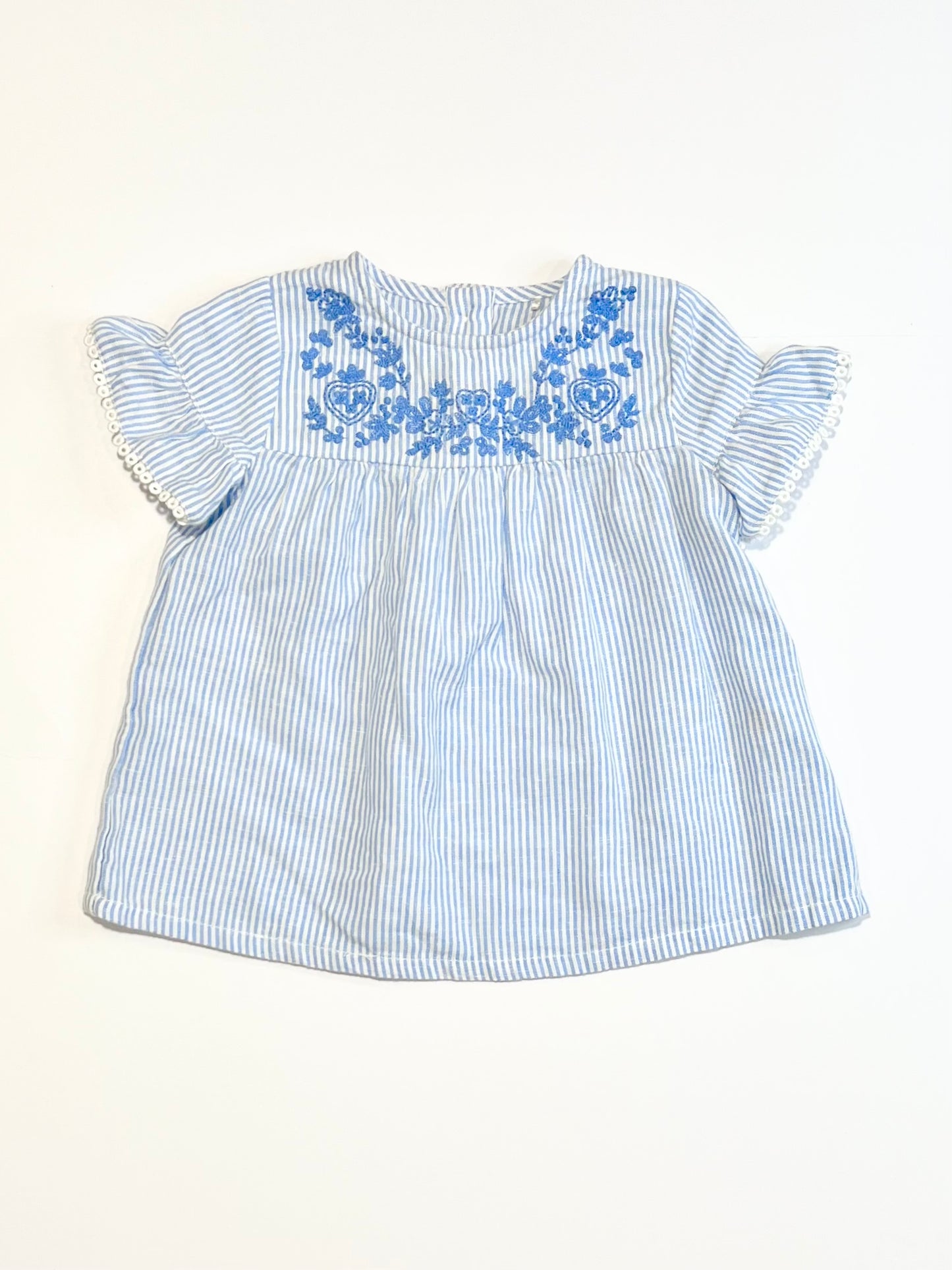 Striped embroidered top - Size 6-9 months