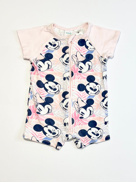 Minnie and Mickey zip romper - Size 0