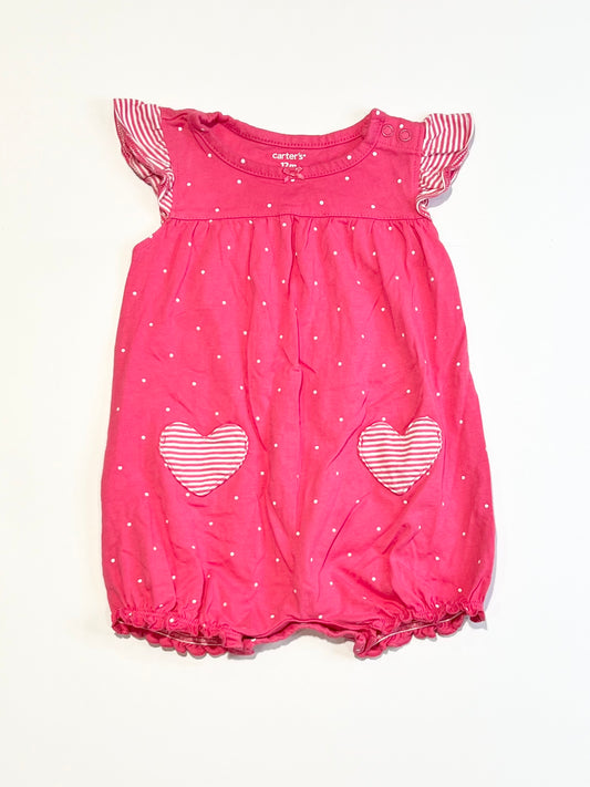 Pink hearts romper - Size 9-12 months