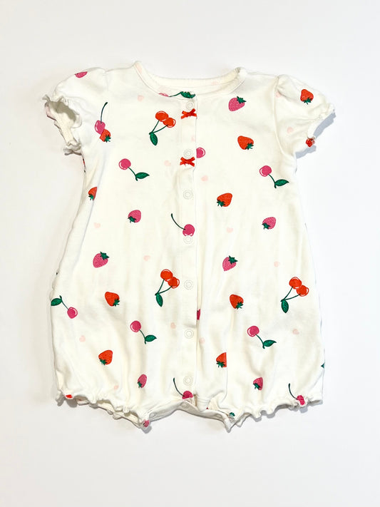 White fruity romper - Size 9-12 months