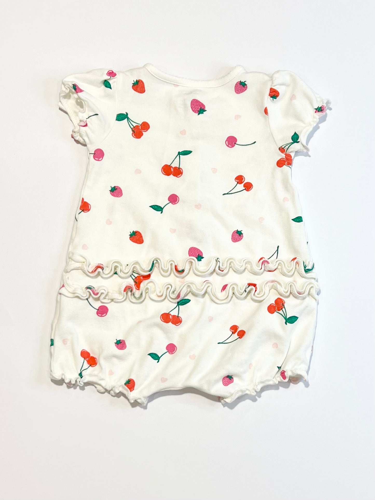 White fruity romper - Size 9-12 months