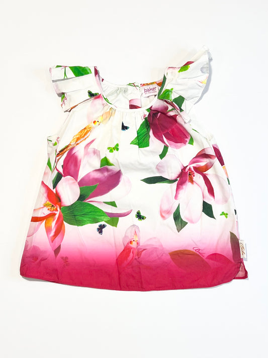 Floral bird top - Size 3-4