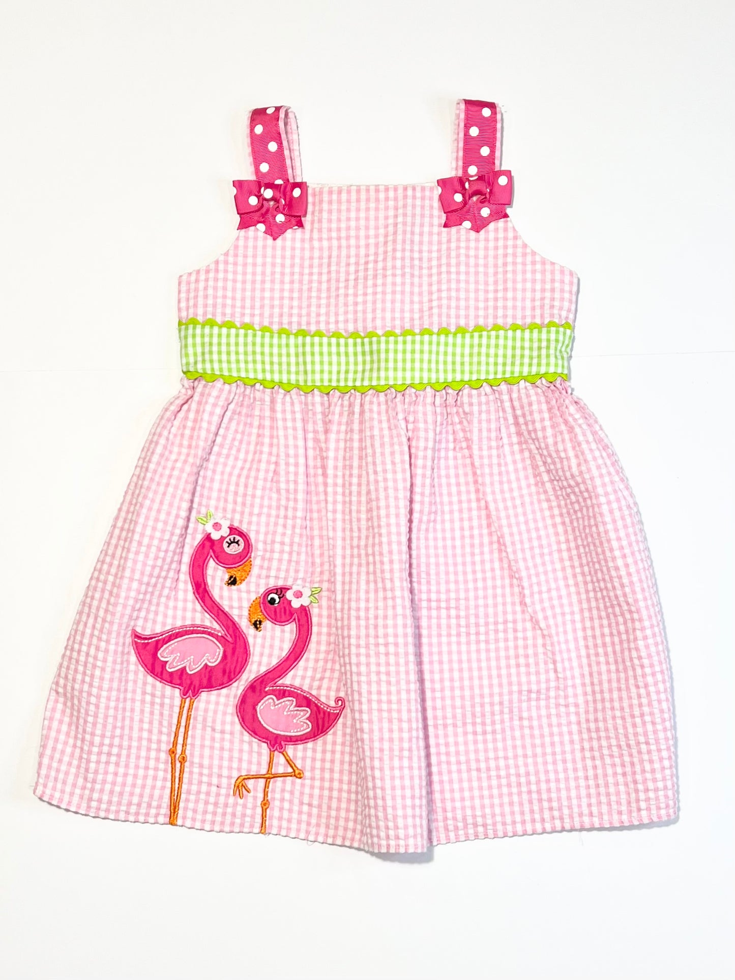 Seersucker flamingo dress - Size 3