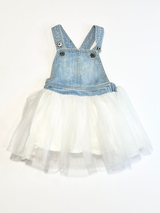 Denim tulle pinafore - Size 6-9 months