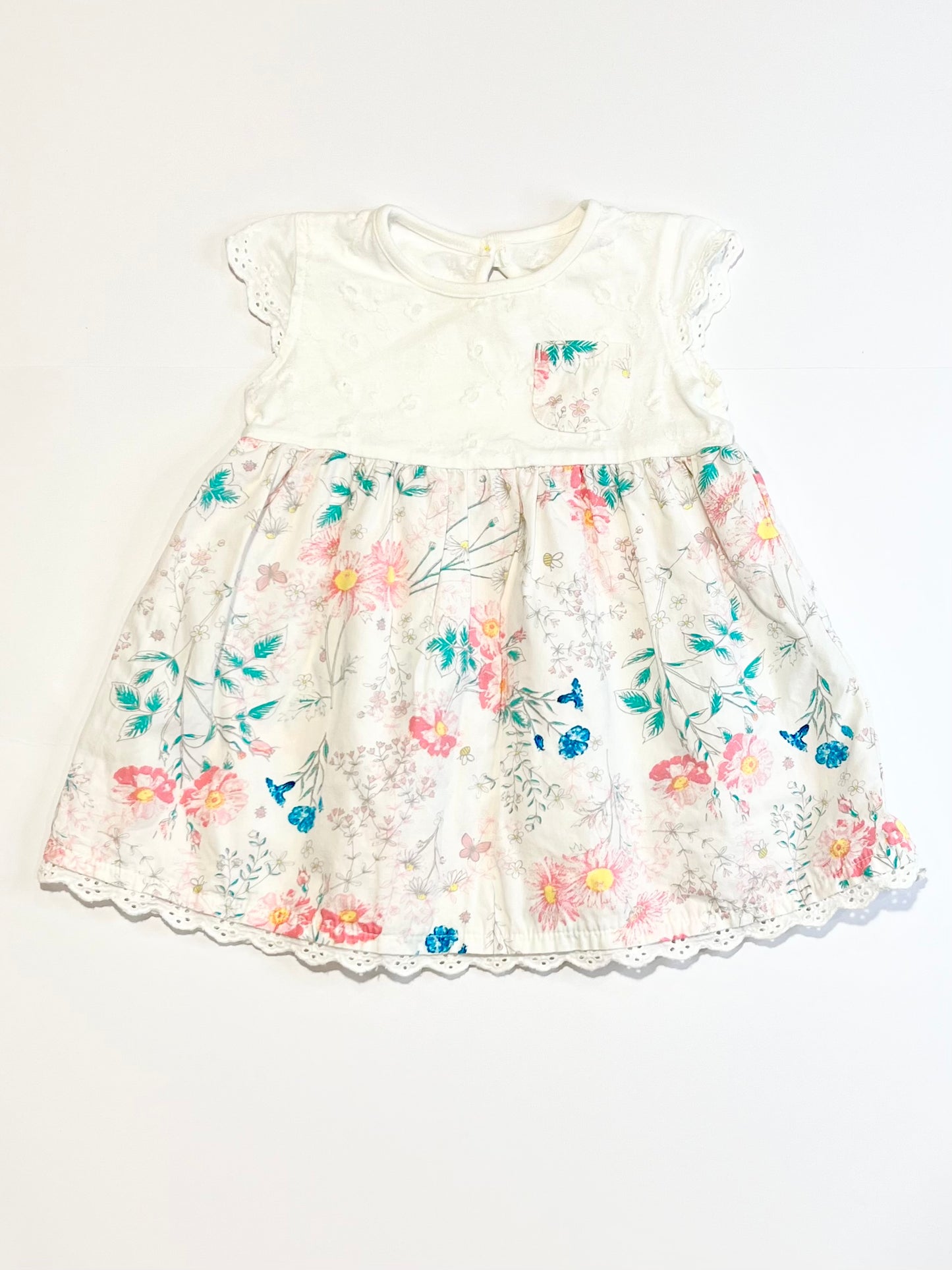 White floral dress - Size 6-9 months