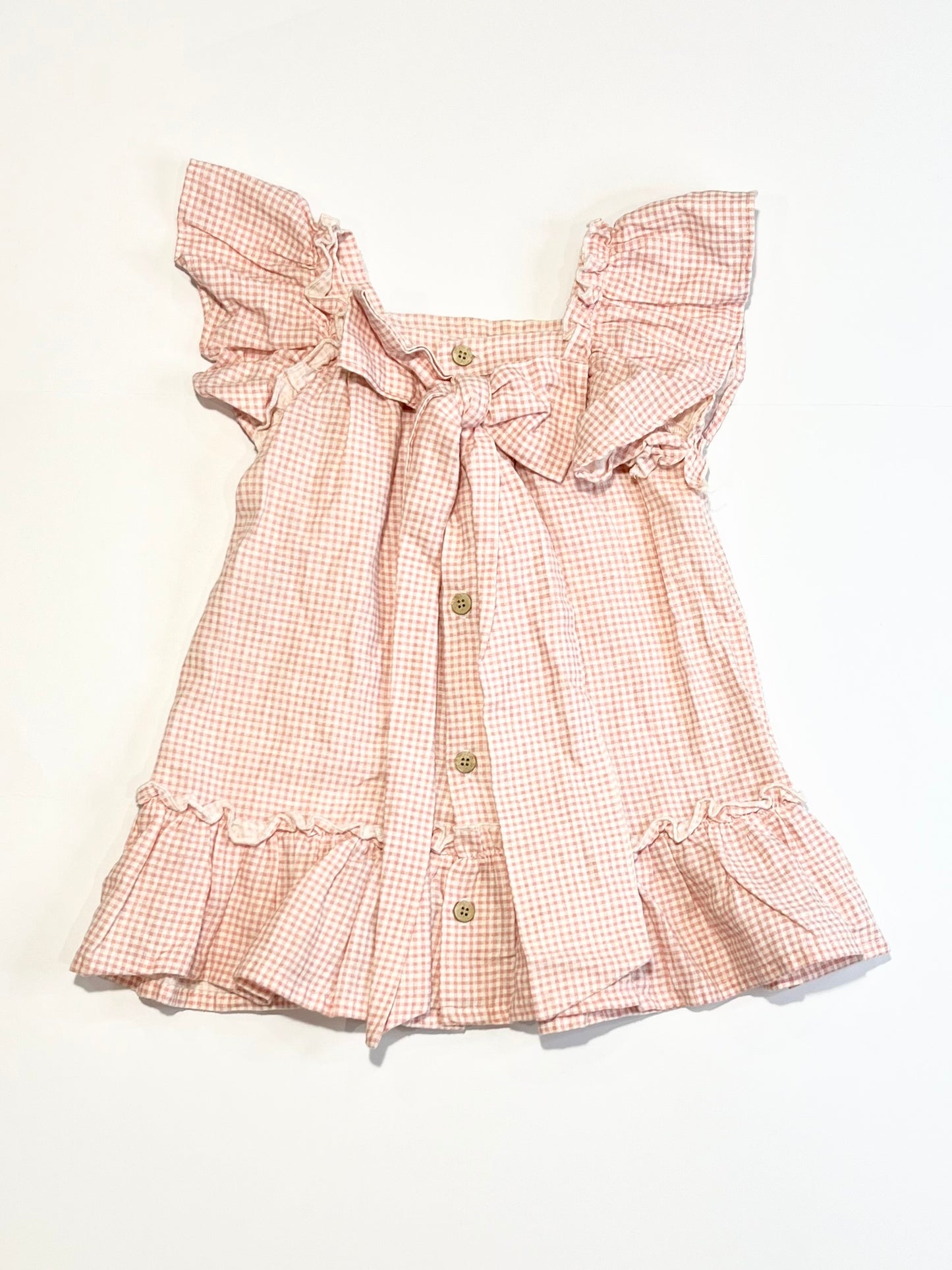 Pink gingham dress - Size 9-12 months