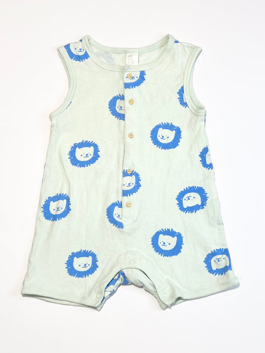 Green lions romper - Size 2