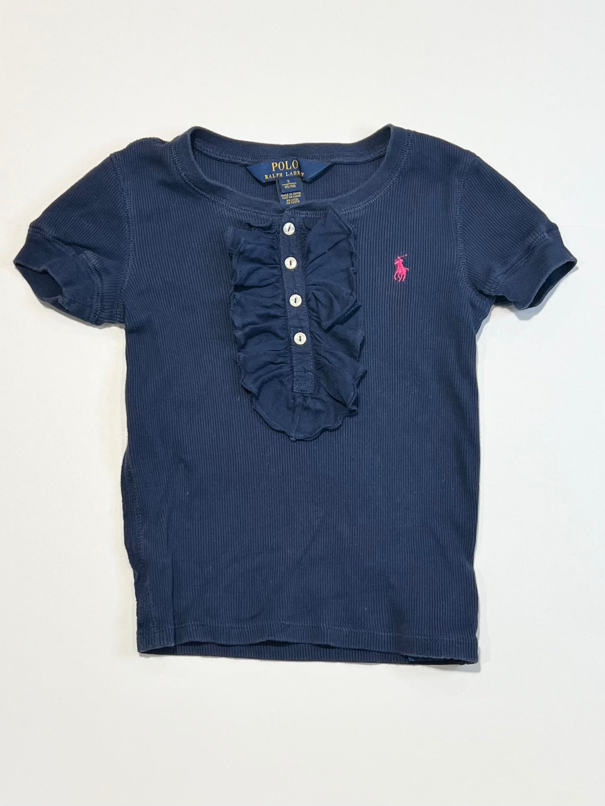 Navy ribbed tee - Size 5