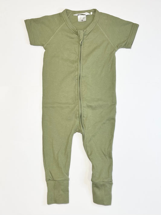 Green zip romper - Size 2