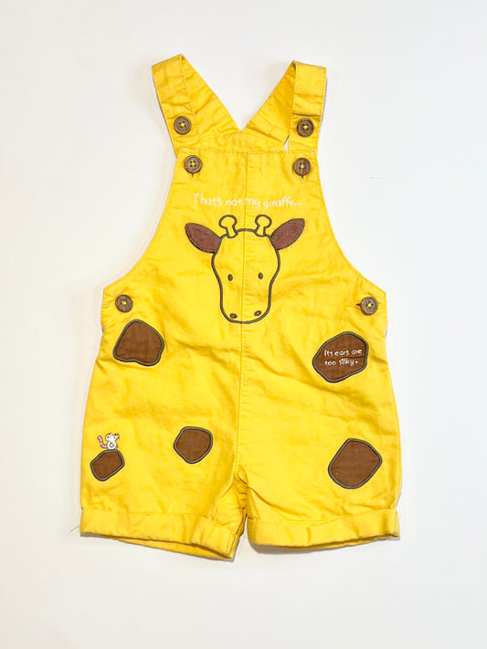 Yellow giraffe overalls - Size 00