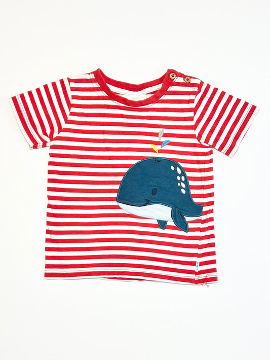 Striped whale tee - Size 2