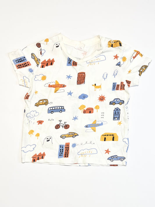 White vehicles tee - Size 2