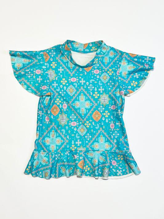 Blue patterned rashie - Size 2