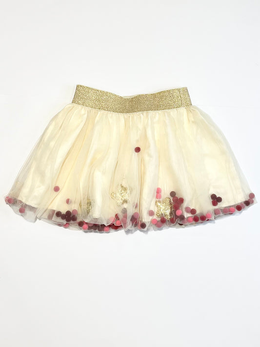 Pompom and stars tulle skirt - Size 1-2