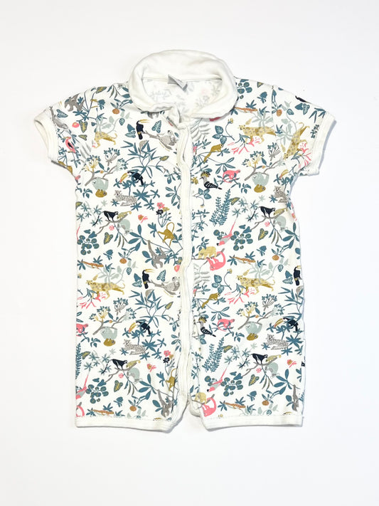 Ribbed animals romper - Size 2