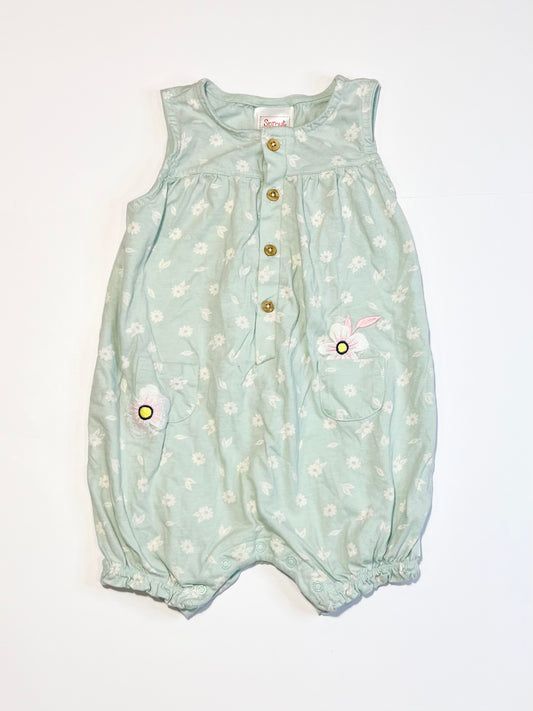 Floral jersey romper - Size 2