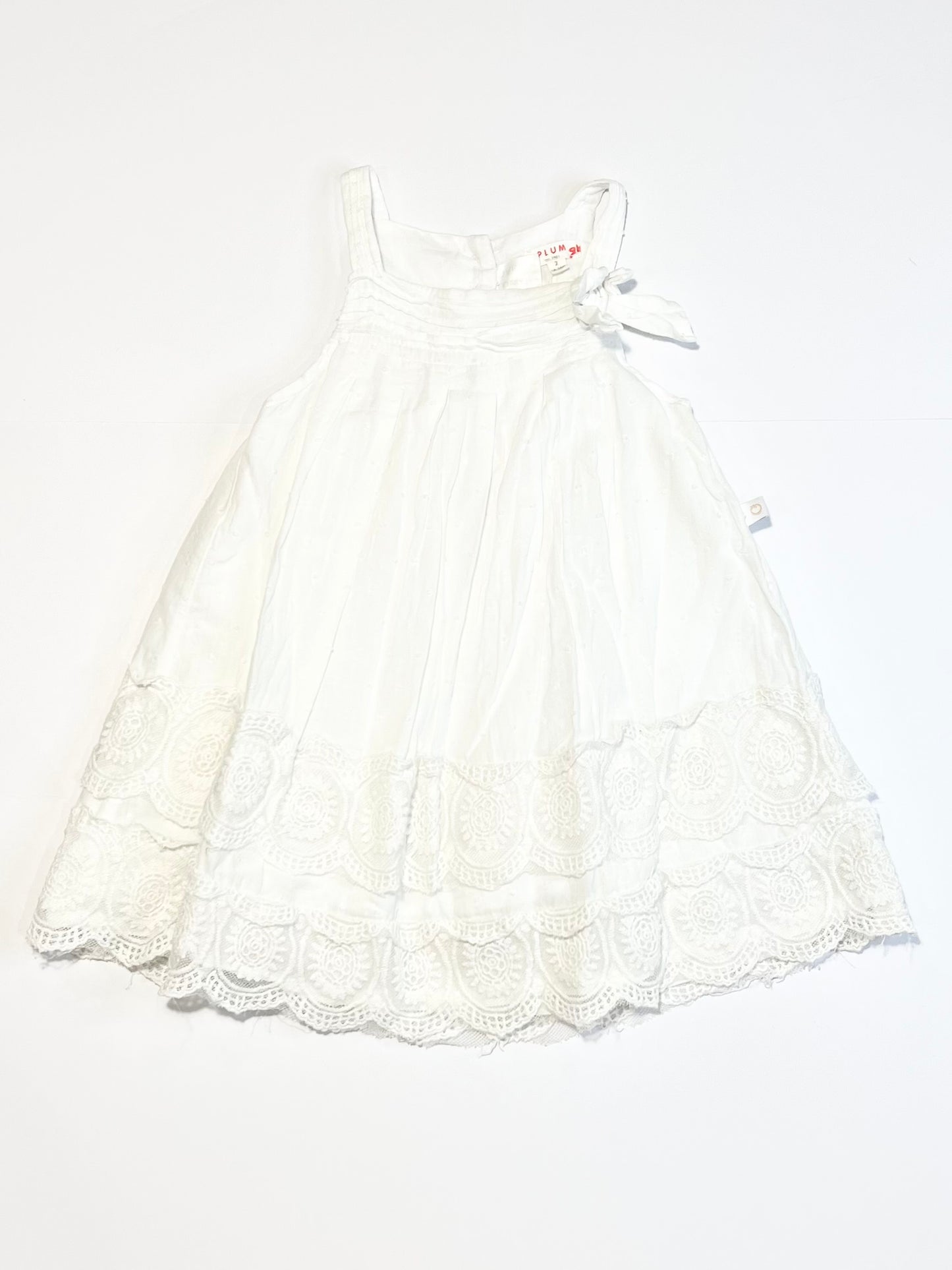 White lace trim dress - Size 2