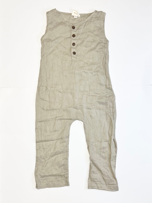 Brown linen romper - Size 1